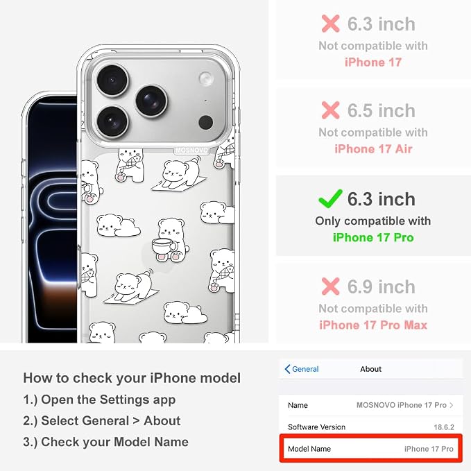 MOSNOVO for iPhone 17 Pro Case, Shockproof Military-Grade Protection 6.6ft Drop - Image 2