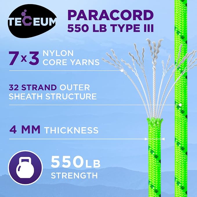 TECEUM Reflective Paracord Rope 1000 – 1000ft/200ft/100ft/50ft – 40+ Colors – - Image 3