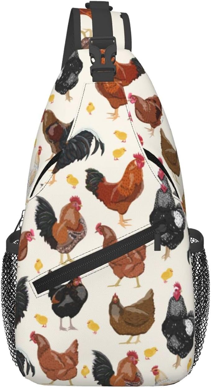 Funny Rooster Print Crossbody Sling Bags by Unknown