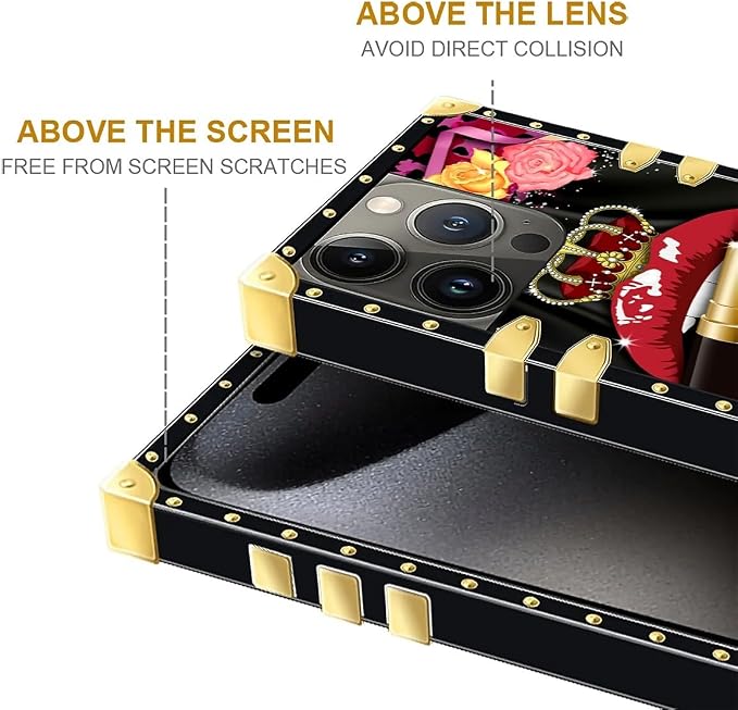 Compatible with iPhone 16 Pro Max Case, Queen Lip Crown Leopard Print Luxury - Image 6