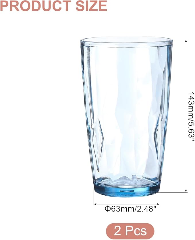 uxcell 17oz Acrylic Drinking Glasses, Sky Blue - Image 2