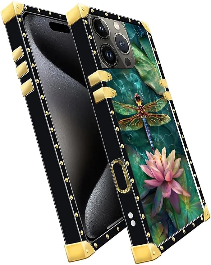 Compatible with iPhone 16 Pro Max Case, Colourful Dragonfly Pink Lily Pads - Image 3