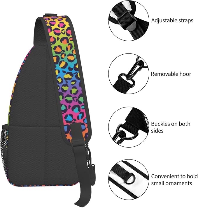 Rainbow Leopard Print Crossbody Sling Bags - Image 4