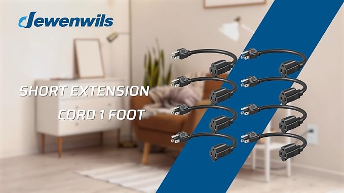 DEWENWILS 10Pack Short Extension Cord, 1 Foot Power Cord, 16 AWG SJTW - Image 9