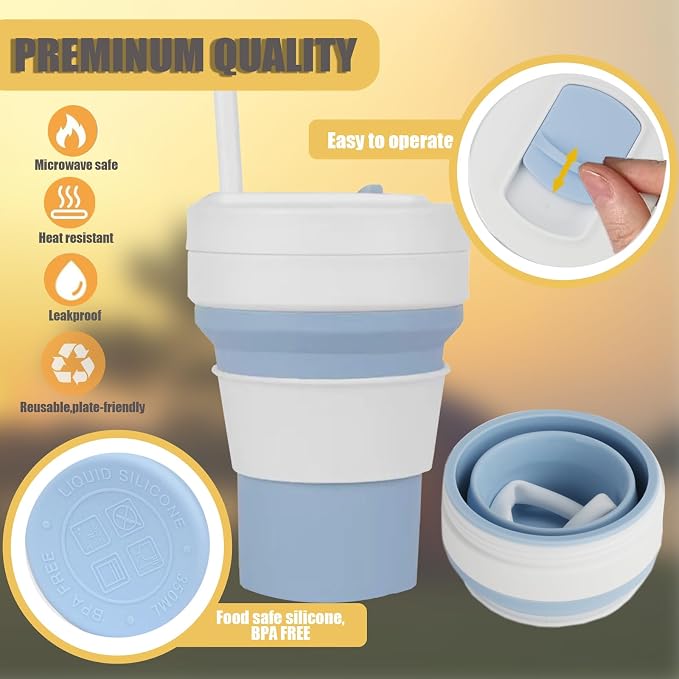 Silicone Foldable Drinking Cup for Camping Hiking, Portable Silicone Water - Image 4