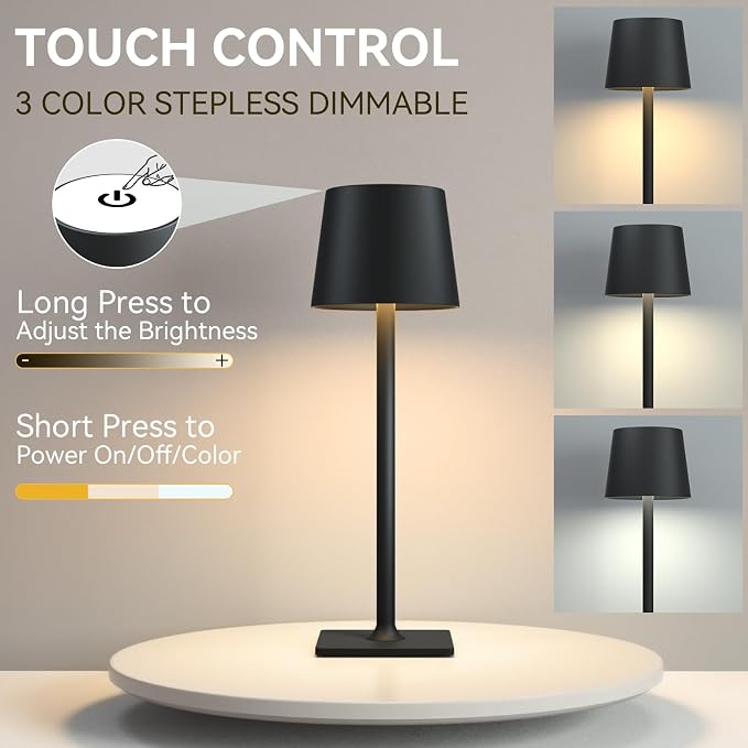 Yogaret 2 Pack Rechargeable Table Lamps, Cordless Lamp - Image 5