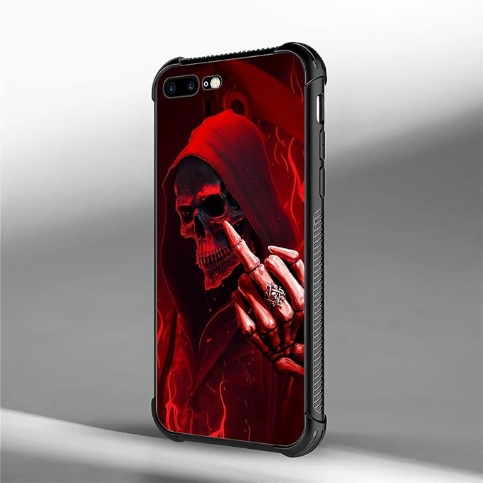 for iPhone 7 Plus/8 Plus Case, Gestures Funny Skull Pattern Graphic Design - Image 5