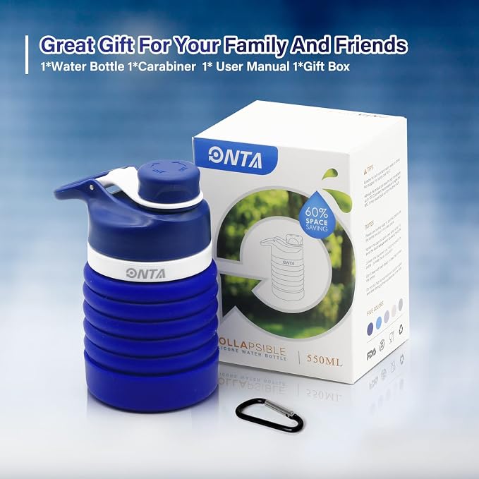 ONTA Collapsible BPA Free Silicone Water Bottle, 20oz - Image 8