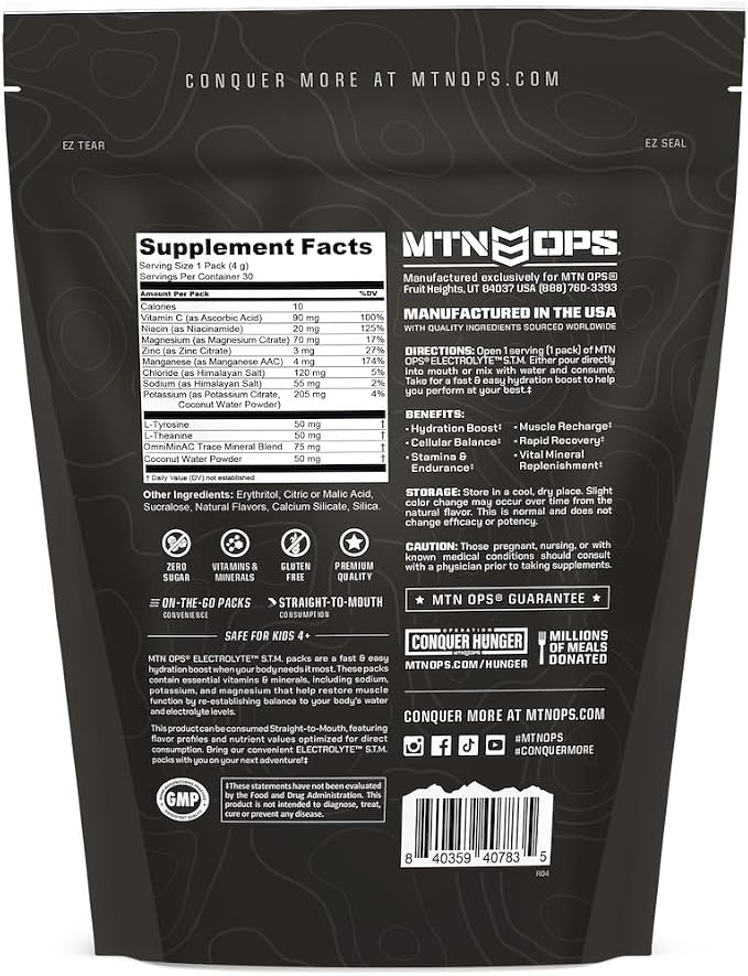 MTN OPS Electrolytes Powder Packets, Sugar Free Hydration Packets, Gluten-Free - Image 9