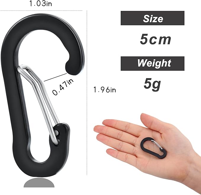 Mini Carabiner Clip Aluminum Lightweight D-Shape Spring - Image 6