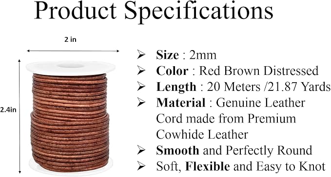 GENIQUE Real/Genuine Round Leather String Cord - Image 2