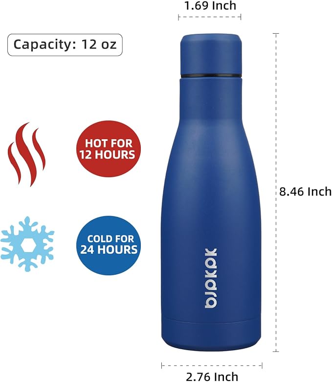 BJPKPK 12oz Water Bottles Stainless Steel Double Wall Vacuum Insulated Small - Image 2