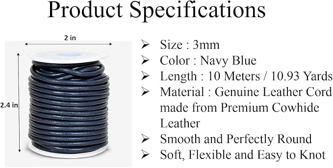 GENIQUE Real/Genuine Round Leather String Cord - Image 3