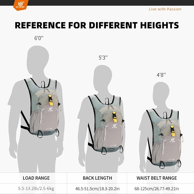 SKYSPER Small Hiking Backpack - 15L Travel Daypack Lightweight Bag Water - Image 2
