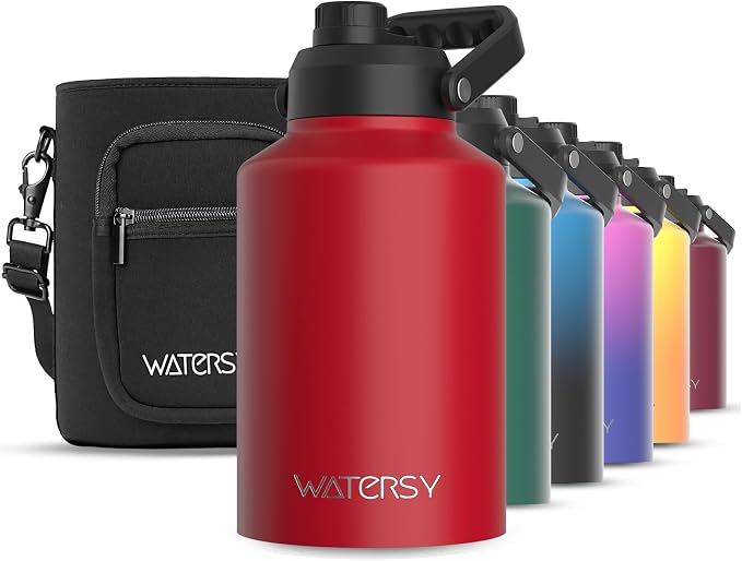 WATERSY 1 Gallon Water Bottle Insulated, BPA Free&Leak Proof, 128oz Stainless by Watersy
