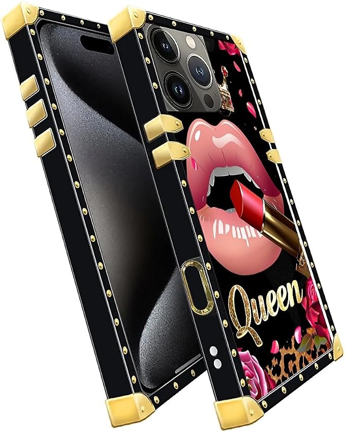 Compatible with iPhone 16 Pro Max Case, Glitter Red Rose Queen Leopard Lipstick - Image 3