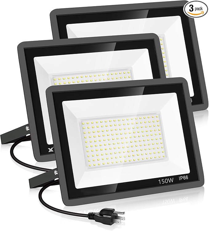 YANYCN 3 Pack 150W LED Flood Light Outdoor, Super Bright Exterior Security Light by YANYCN