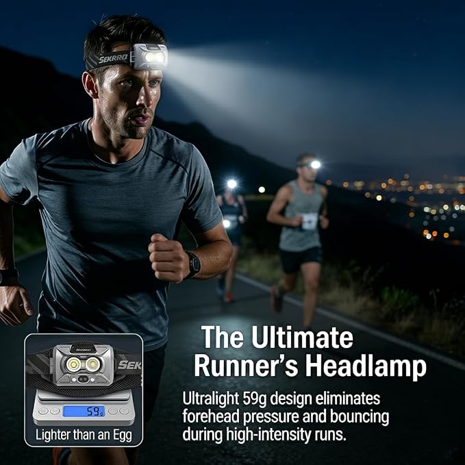 Sekrro F8 Headlamp Rechargeable, 800 Lumen Super Bright LED Head Lamp, IP67 - Image 6