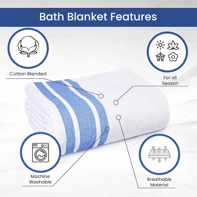 Linteum Textile Cotton Blended Hospital Patient Bath Blanket, Bed Bath Sheet - Image 3