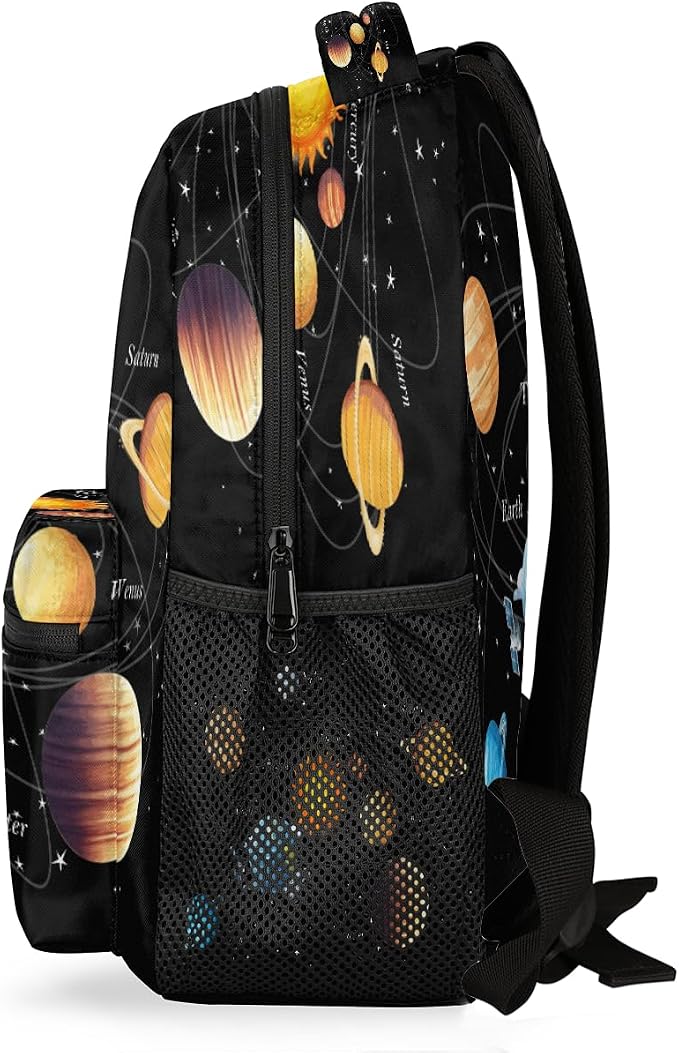 Backpacks Space Solar System School Bag Student Bookbag Adjustable Shoulder - Image 3