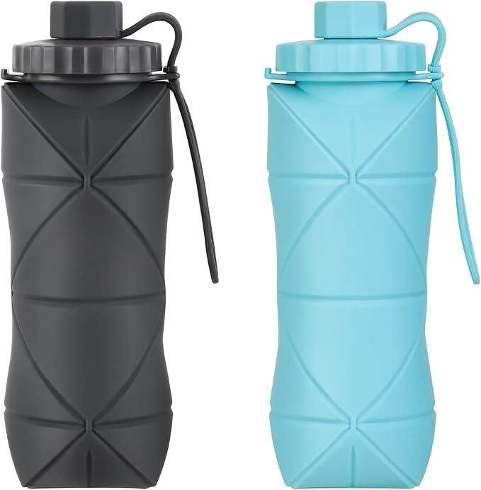 YCT Collapsible Silicone Travel Water Bottle 20oz, Reuseable Leakproof BPA Free by YCT