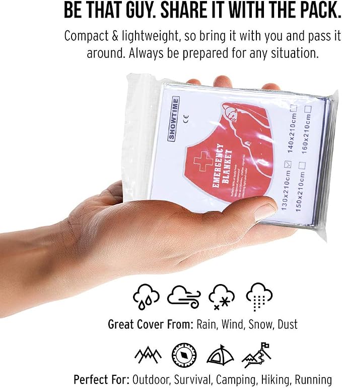 Emergency Mylar Thermal Blankets, Space Blanket Survival kit Camping Blanket - Image 4