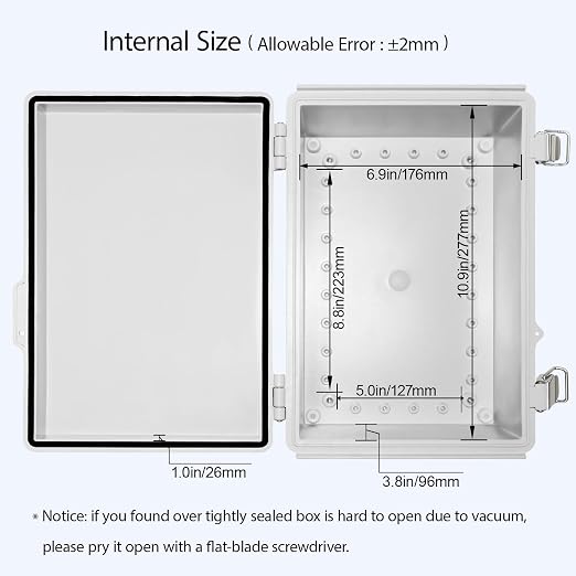 LeMotech Electrical Box, IP67 Waterproof Hinged Cover Stainless Steel Latch - Image 5