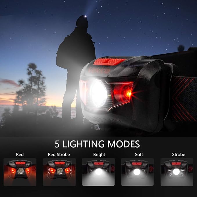 Vekkia Ultra Bright LED Headlamp Flashlight, IPX6 Waterproof Head Lamp - Image 2