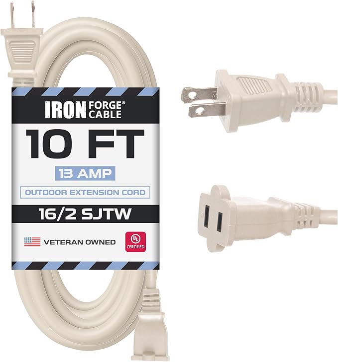Iron Forge Cable 2 Prong Extension Cord 10 ft by IronForgeCable