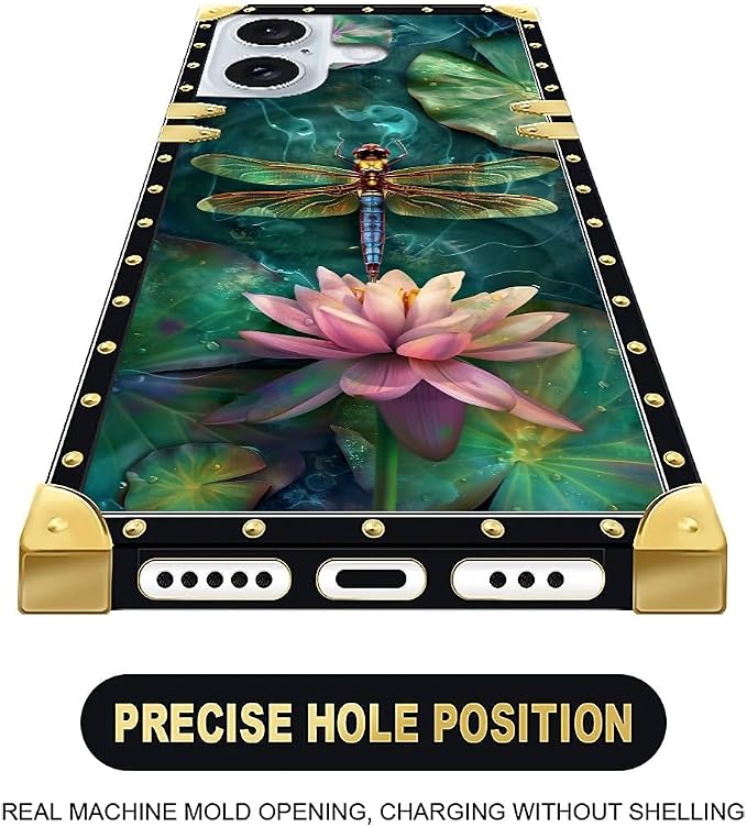 Compatible with iPhone 16 Case, Colourful Dragonfly Pink Lily Pads Luxury - Image 6