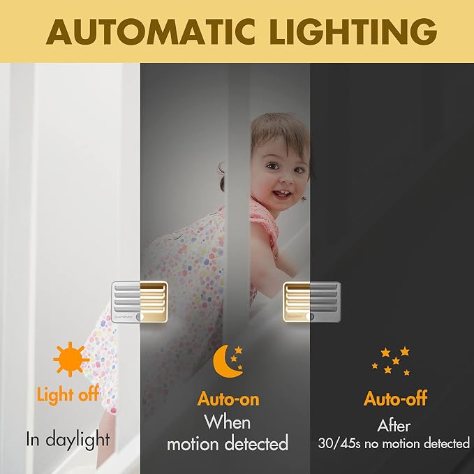 EverBrite Motion Sensor Night Lights, LED Soft Warm Light, Battery Powered Auto - Image 3