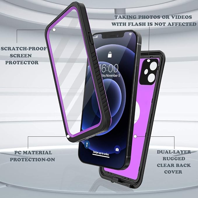 Diverbox for iPhone 12 Waterproof Case, Waterproof Shockproof Dustproof IP68 - Image 3