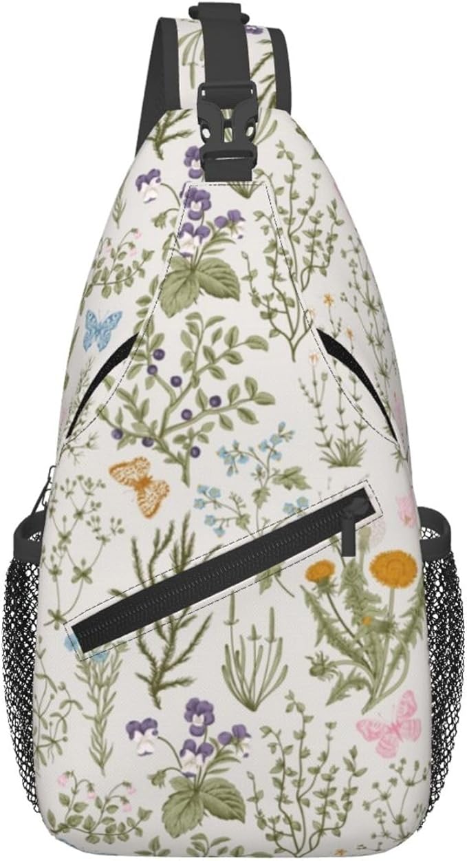 Tropical Floral Plant Crossbody Sling Bag by Unknown