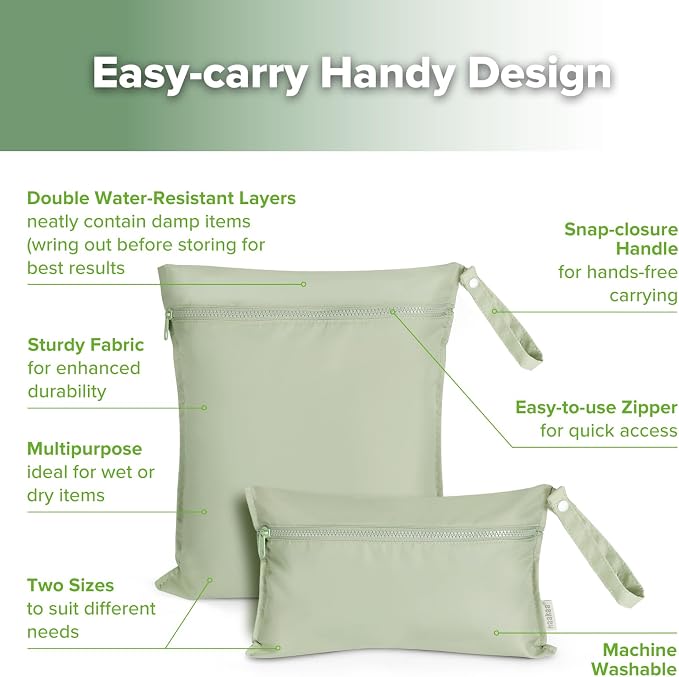 haakaa Waterproof Wet Bags for Baby Wet Dry Bags for Cloth Diaper, Swimsuit & - Image 5
