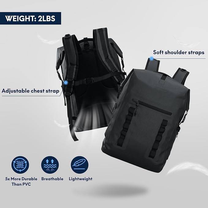 Haimont Waterproof Dry Backpack 30L TPU Lightweight Roll Top Dry Bag - Image 5