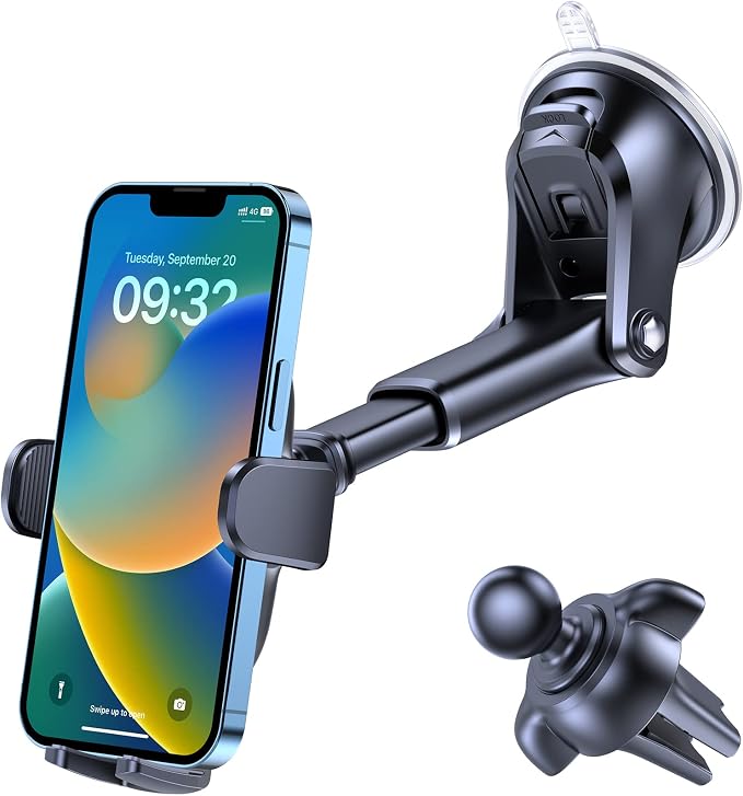 OQTIQ 3-in-1 Car Phone Mount for Dashboard, Windshield & Air Vent – Strong - Image 8