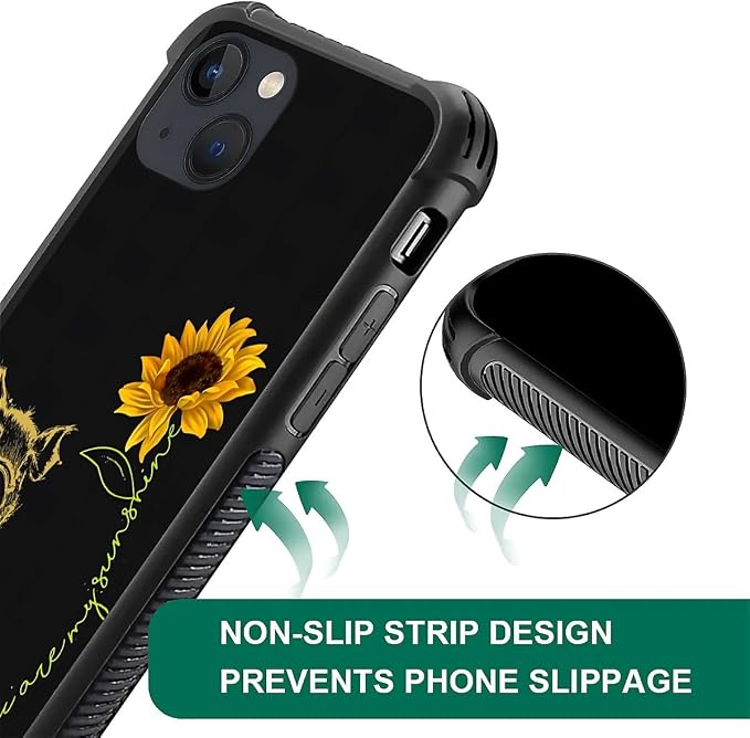 for iPhone 14 Case, Pig Sunflower Yellow Sunshine Pattern Graphic Design Girl - Image 6