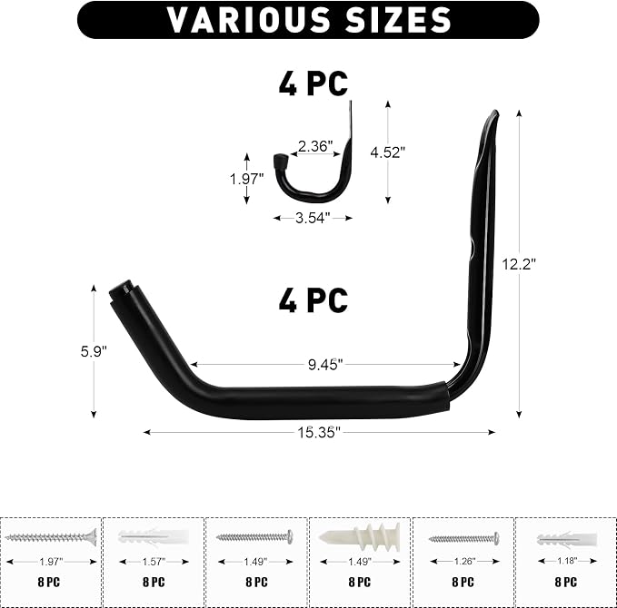 KURUI Heavy Duty Garage Storage Hooks, 100 LB Wall Mount Kayak Rack - Image 3