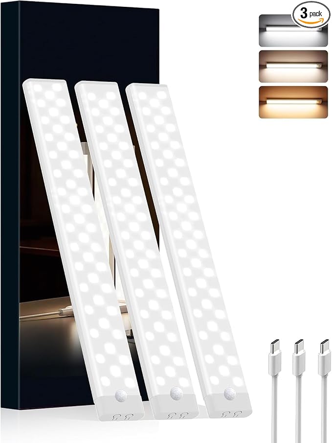 Under Cabinet Lighting Wireless, 3 Packs Rechargeable Motion Sensor Light by Unknown