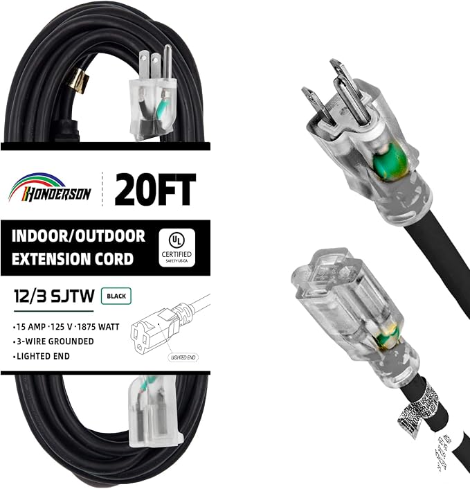 Indoor Outdoor Extension Cord Weatherproof by HONDERSON