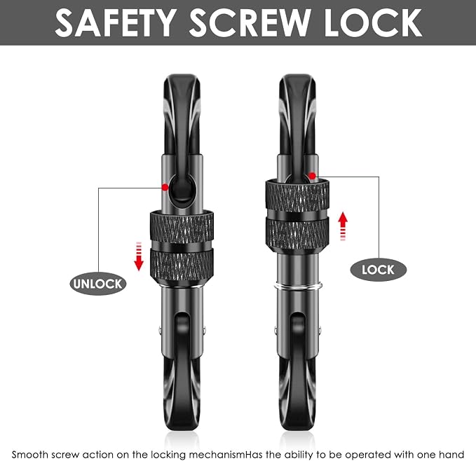 Gabbro Carabiner Clips Heavy Duty 12kN, Wiregate Aluminum Lightweight Caribeener - Image 4