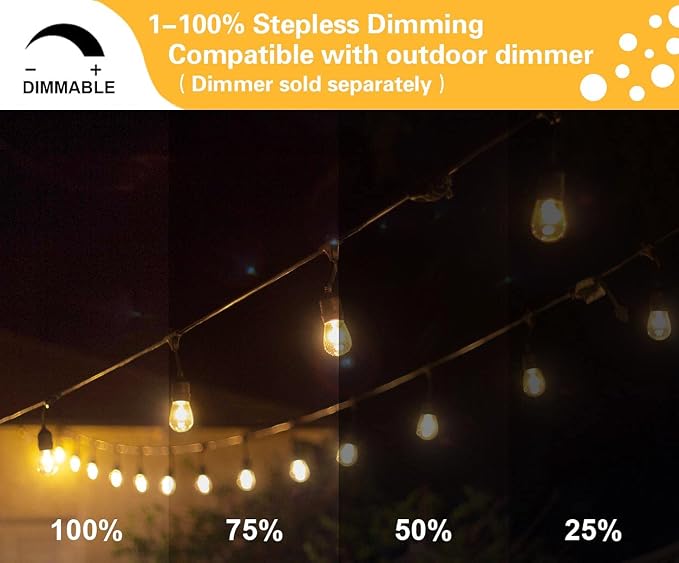 SUNTHIN Outdoor String Lights, 48FT Commercial Grade String Light - Image 3