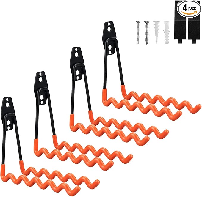 Garage Hooks Heavy Duty, 4 Pack Wave Steel Garage Storage Hooks by BRCRXW
