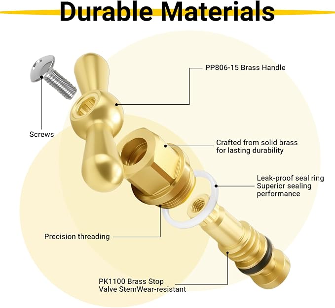 Brass Globe Valve Faucet Stem and Bonnet Replacement Kit - Image 4