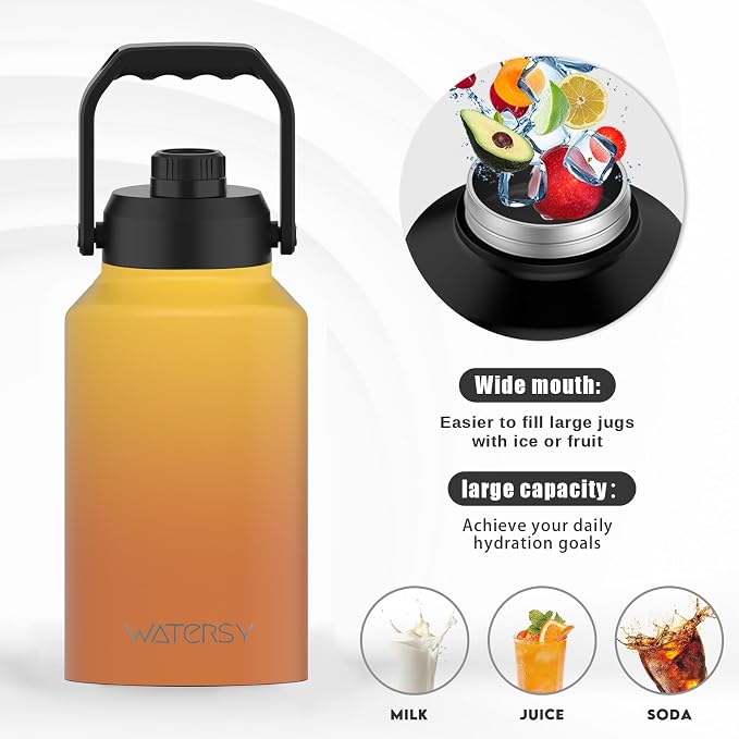WATERSY 2/3 Gallon Water Bottle Insulated, BPA Free&Leak Proof, 87oz Stainless - Image 5