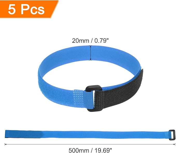 MECCANIXITY 5Pcs Reusable Battery Tie Down Straps, 0.8x20" Blue Nylon - Image 2