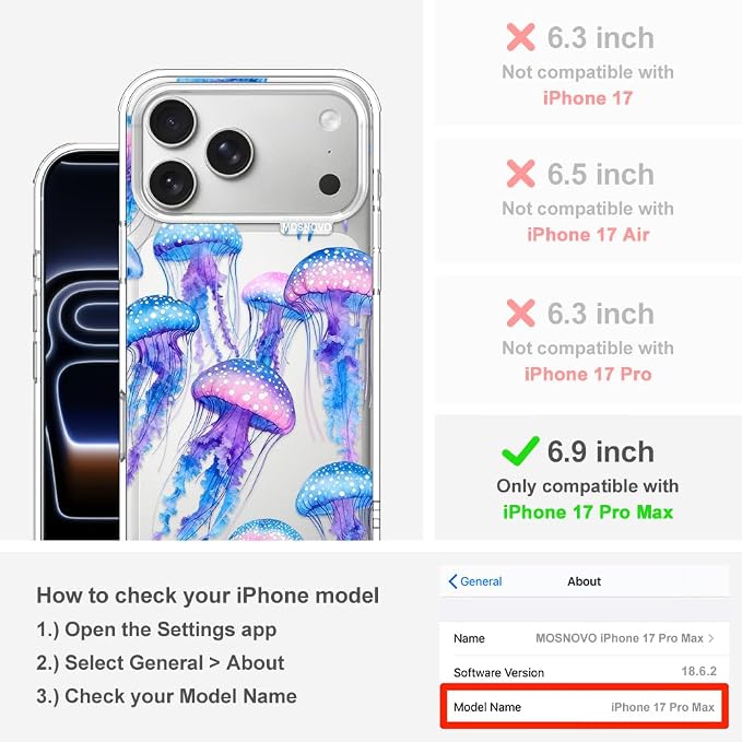 MOSNOVO for iPhone 17 Pro Max Case, Shockproof Military-Grade Protection 6.6ft - Image 2