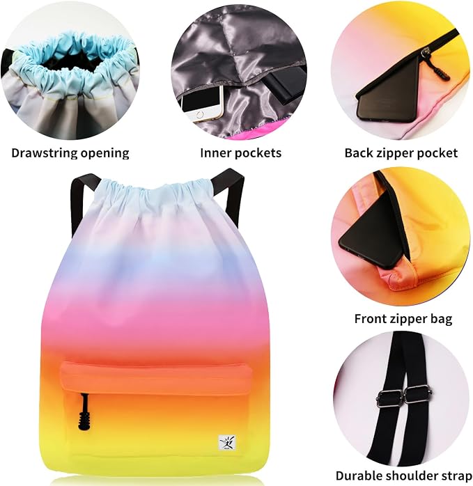 Waterproof Drawstring Bag, Gym Bag Sackpack Sports Beach Backpack - Image 3