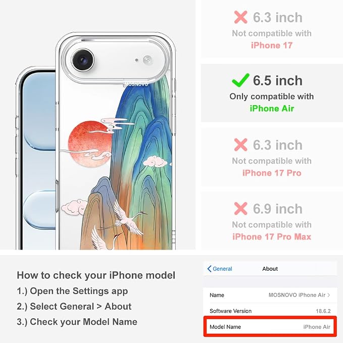 MOSNOVO for iPhone Air Case, Shockproof Military-Grade Protection 6.6ft Drop - Image 2