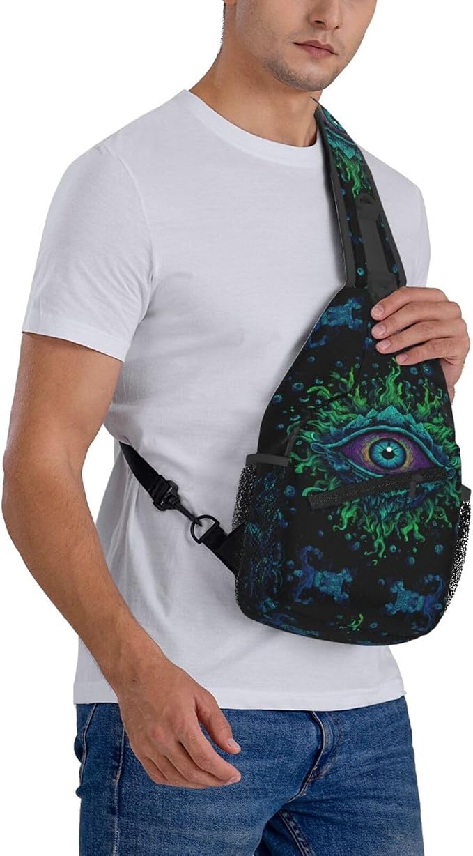 Psychadelic Trippy Art Sling Bag Crossbody Travel Hiking Chest Backpack - Image 8